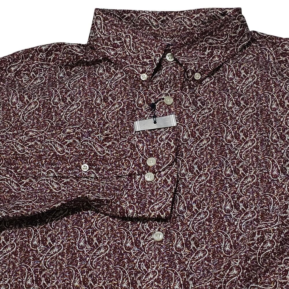 Roundtree & Yorke XL Retro All over Paisley Cotton Dress Shirt 18-18.5/37-37.5